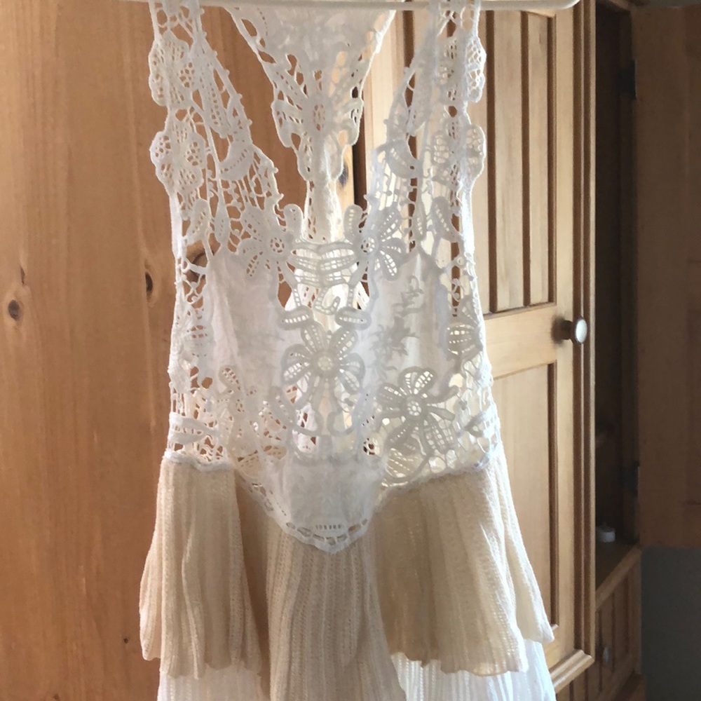 White crotchet shirt/coverup